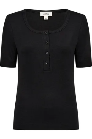 Soaked in Luxury Top, Dame, Sort, XS, Uld, Sort Tee Bluse Slida Stil