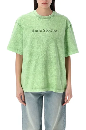 Acne Studios Top, Dame, Grøn, M, Bomuld, Vintage Logo T-shirt Bright