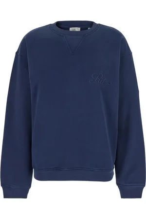 Frame Sweathshirts & Hoodies, Dame, Blå, M, Bomuld, Paris Sweater med Logo Broderi