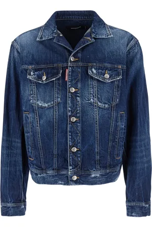Dsquared2 Jakke, Herre, Blå, M, Denim, Blå Denimjakke med Distressed Effekt