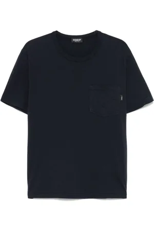 Dondup Top, Herre, Blå, M, Blå Crew Neck Lomme T-shirt