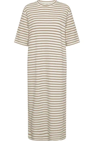 Soaked in Luxury Kjole, Dame, , L, Uld, Stribet Slingina Kjole Hvid Elm