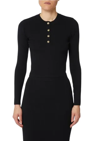 Michael Kors Strik, Dame, Sort, XS, Uld, Ribbet Strikket Trøje
