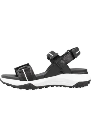 Geox Sko, Dame, Sort, 38 EU, Uld, Stilfulde flade sandaler med greb