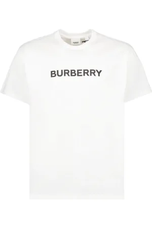 Burberry Top, Herre, Hvid, S, Bomuld, Logo Print Rund Hals T-shirt