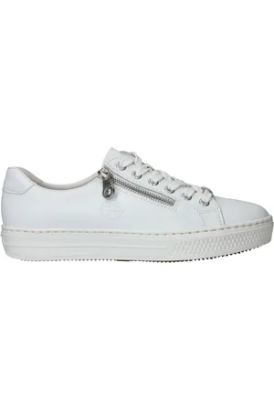 Rieker Sko, Dame, Hvid, 37 EU, Læder, Læder Sneaker med Polstret Ankelstøtte