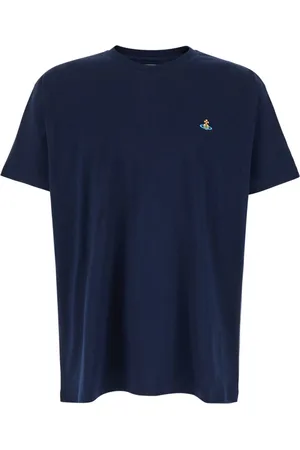 Vivienne Westwood Top, Dame, Blå, L, Bomuld, Blå Crewneck T-shirt med Orb-detalje