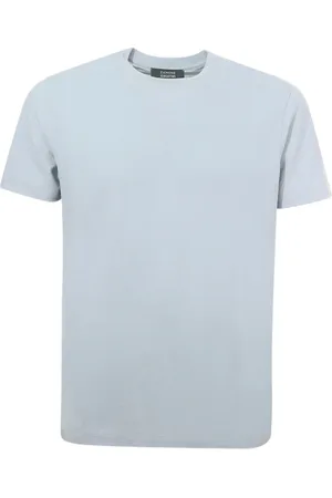 ZANONE Top, Herre, Blå, 2XL, Bomuld, Lyseblå Crew-neck T-shirt Slim Fit