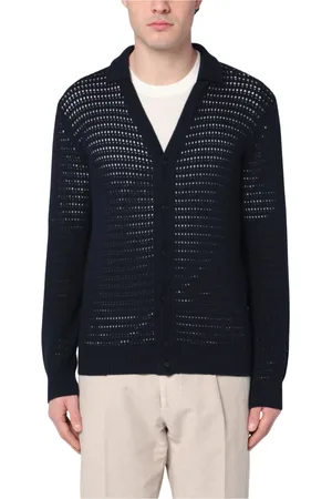 Roberto Collina Strik, Herre, Blå, M, Uld, Kort Cardigan Sweater