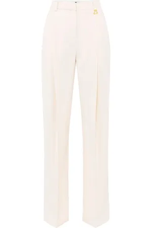 Elisabetta Franchi Bukser, Dame, , S, Polyester, Palazzo Bukser med Pintucks og Kontrastsømme