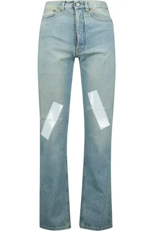 Maison Margiela Jeans, Dame, Blå, W27, Bomuld, Adhesive Band Jeans