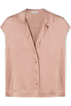 Motivi Bluser & Skjorter, Dame, Brun, L, Satin, Satin Kimono Bluse med Vingærmer