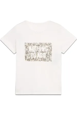 Oltre Top, Dame, Hvid, M, Bomuld, T-shirt med pailletbroderi