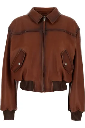 Acne Studios Jakke, Dame, Brun, S, Læder, Brun Læderjakke med Klassisk Krave