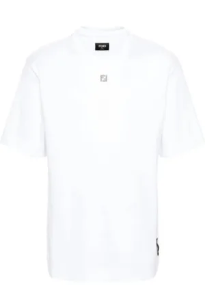Fendi Top, Herre, Hvid, 2XL, Bomuld, Bomuld Jersey Crew Neck T-shirt