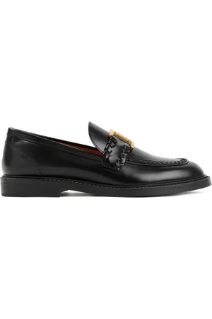 Chloé Sko, Dame, Sort, 37 1/2 EU, Læder, Sort Læder Loafer Sko