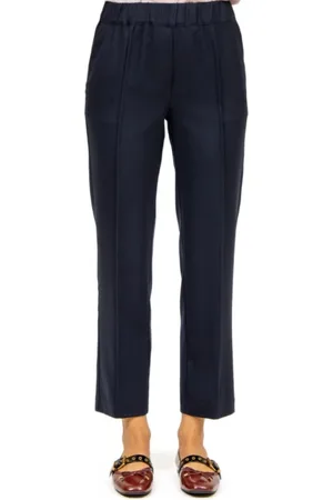 SEMICOUTURE Bukser, Dame, Blå, S, Uld, Blå Flannel Bukser med Elastisk Talje