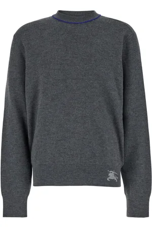 Burberry Strik, Herre, Grå, S, Uld, Grå Crewneck Sweater med EKD Detalje