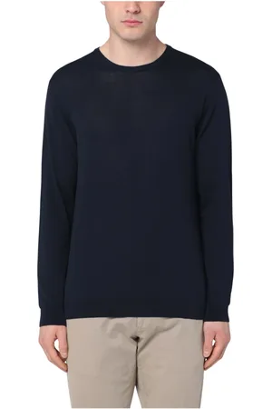 Roberto Collina Strik, Herre, Blå, 2XL, Rund Hals Sweater