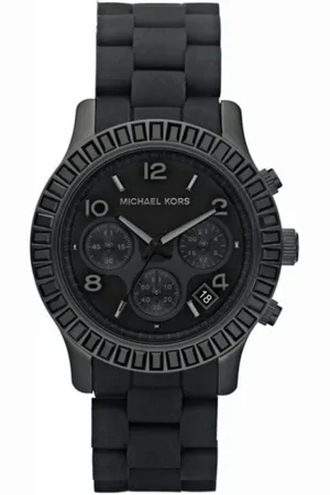 Michael Kors Tilbehør, unisex, Sort, ONE SIZE, Sort ur med kvartsværk i rustfrit stål