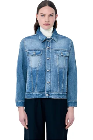 Maison Margiela Jakke, Dame, Blå, S, Denim, Distressed Denim Jakke