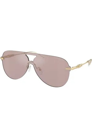 Michael Kors Tilbehør, unisex, Lyserød, 37 MM, Uld, Rosa Solbriller med Sorte Detaljer