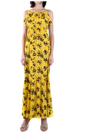 Michael Kors Kjole, Dame, Gul, XS, Polyester, Maxikjole