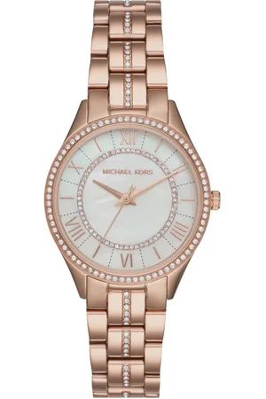 Michael Kors Tilbehør, Dame, Lyserød, ONE SIZE, Uld, Lauryn Armbåndsur i Roséguld