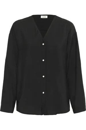 Soaked in Luxury Bluser & Skjorter, Dame, Sort, XL, Nylon, Elegant Sort Skjortebluse med V-Hals