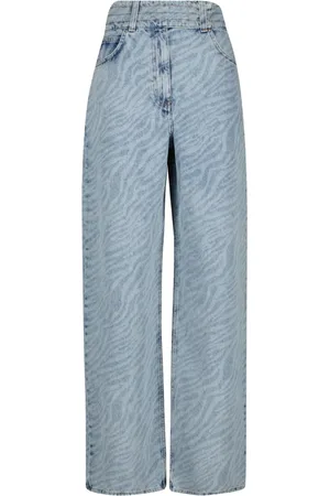 IRO Jeans, Dame, Blå, M, Bomuld, Zebra Print High-Waisted Jeans