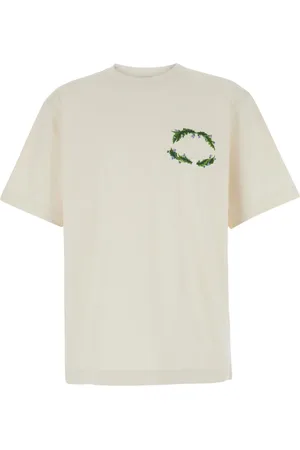 Burberry Top, Herre, Hvid, M, Bomuld, Hvid Crewneck T-shirt med Logo Broderi