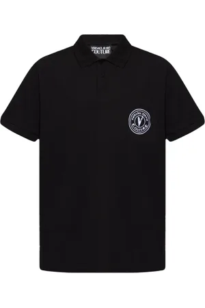 VERSACE Top, Herre, Sort, XL, Bomuld, Sort Logo Polo Skjorte