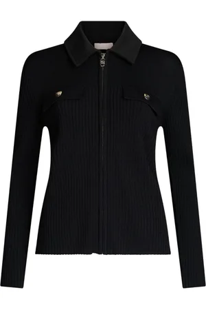 Liu Jo Strik, Dame, Sort, S, Sort Zip Sweater med Lommer