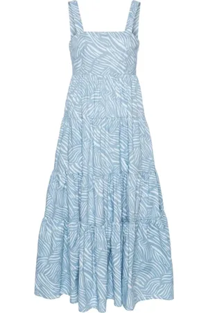 Michael Kors Kjole, Dame, Blå, XS, Bomuld, Zebra Midi-kjole