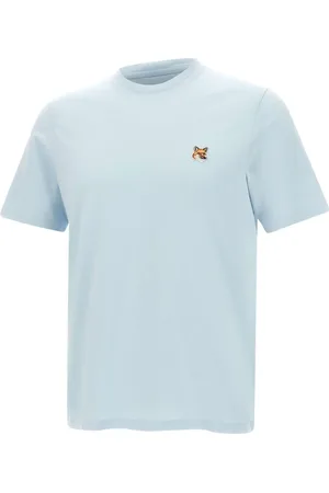 Maison Kitsuné Top, Herre, Blå, S, Bomuld, Blå Fox Logo T-shirt