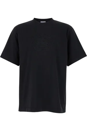 Burberry Top, Herre, Sort, M, Bomuld, Rytter Broderet T-shirt Sort