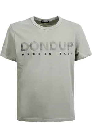Dondup Top, Herre, Grøn, L, Bomuld, Grøn Logo Print Crew-neck T-shirt