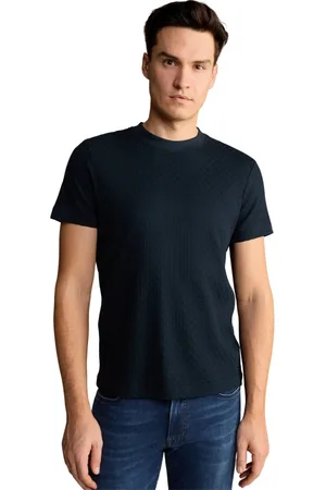 JOOP! Top, Herre, Blå, XL, Bomuld, Mørkeblå bomulds T-shirt med teksturmønster