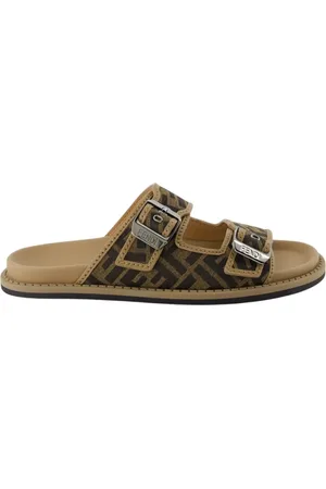 Fendi Sko, Herre, Brun, 40 EU, Læder, Jacquard Slip-On Sandaler