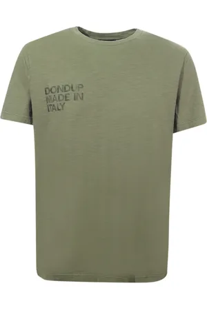 Dondup Top, Herre, Grøn, M, Bomuld, Grøn Logo Print Crew-neck T-shirt