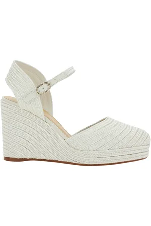 Castaner Sko, Dame, Hvid, 41 EU, Hvide kilehæl sneakers med metalrem
