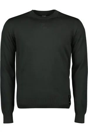 Fendi Strik, Herre, Grøn, S, Uld, Grøn Uldtrøje Efterår-Vinter Kollektion
