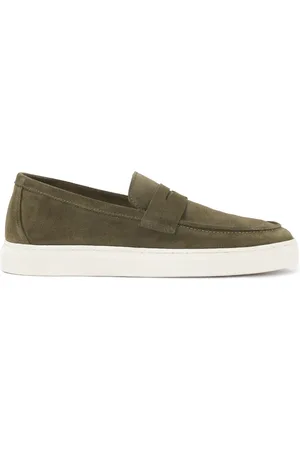 Kazar Sko, Herre, Grøn, 44 EU, Læder, Slip-on ruskindssneakers i khakifarve
