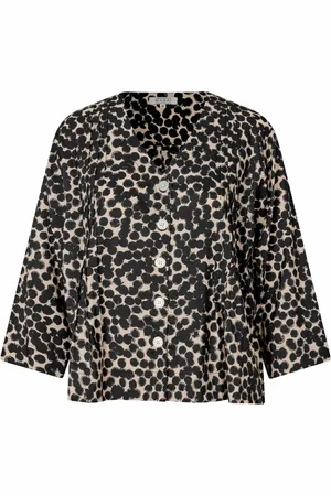 Masai Bluser & Skjorter, Dame, Sort, XL, Uld, Polkaprikket Skjorte Elegant Stil