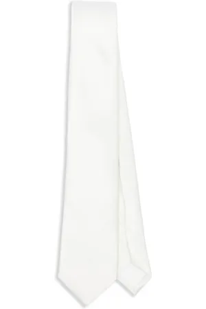 corneliani Tilbehør, Herre, Hvid, ONE SIZE, Hvide Twill Væv Selv-Binde Slips