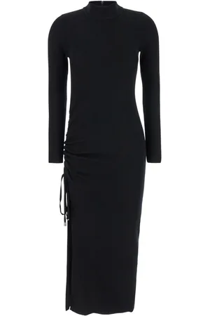 Michael Kors Kjole, Dame, Sort, M, Uld, Merino-Midikjole med draperinger