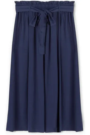 Motivi Nederdel, Dame, Blå, L, Flowing Midi Skirt med Sash