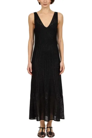 ERIKA CAVALLINI Kjole, Dame, Sort, L, Polyester, Sort Lang Kjole i Lurex Tricot