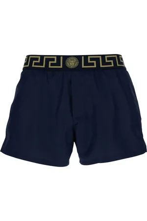 VERSACE Badetøj, Herre, Blå, M, Uld, Blå badebukser med Greca-detalje