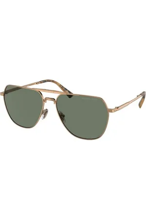 Michael Kors Tilbehør, unisex, Gul, 59 MM, Uld, Solbriller med guldramme og grønne linser